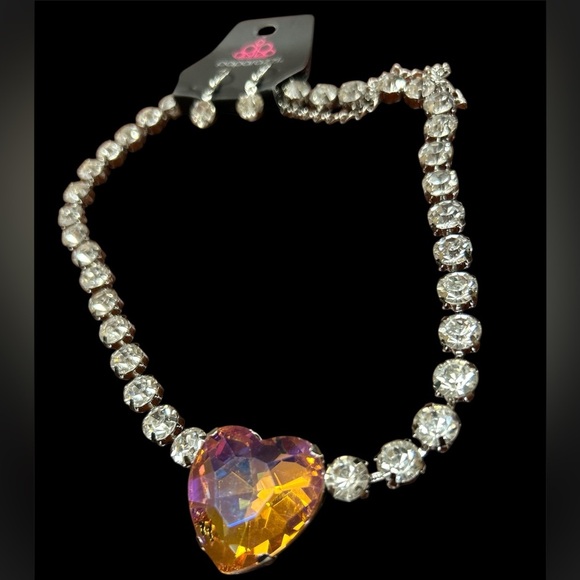 Crystal Heart Necklace with Bling Silver Accents, NWT - Picture 3 of 3